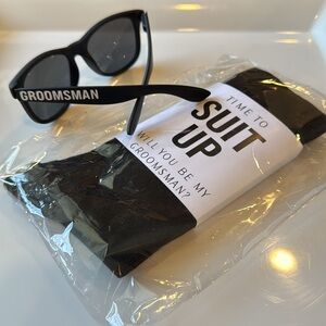 Will You Be My Groomsman? Black Dress Socks & Groomsman Black Sunglasses